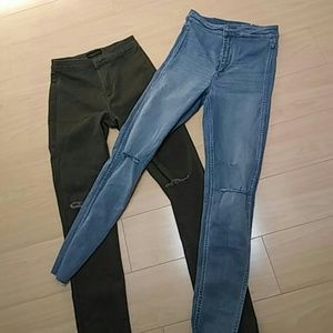 High waisted distressed jeans lot EUC free gift!